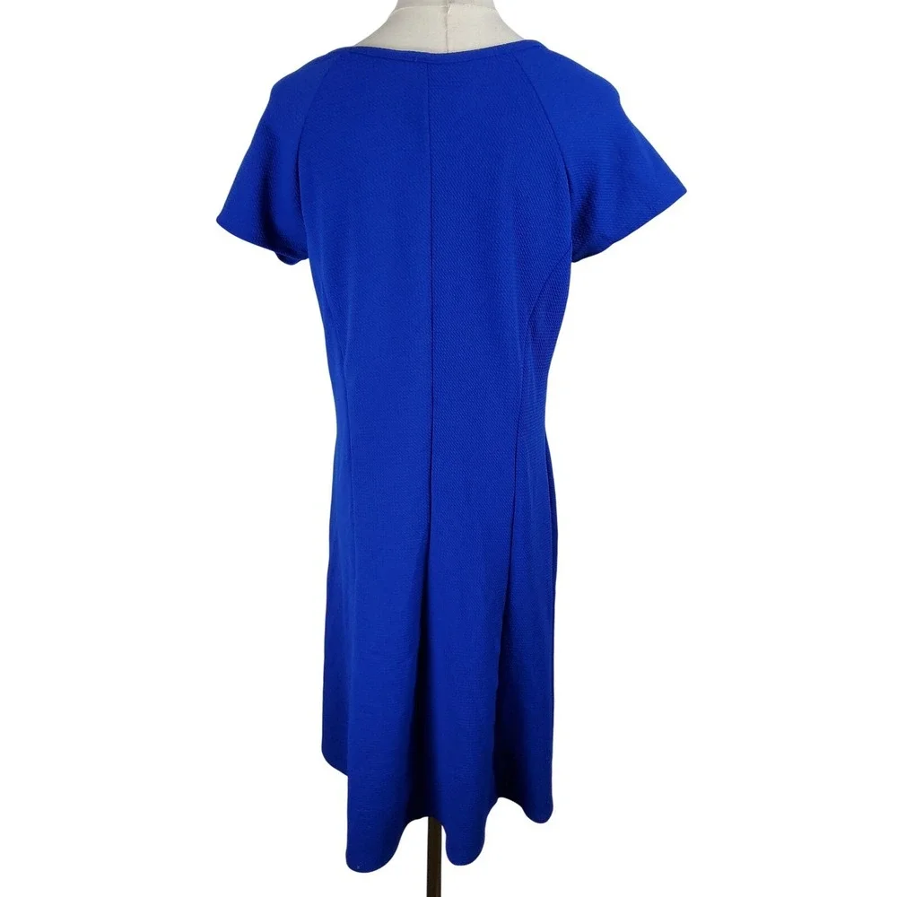 24seven Comfort Apparel Dress Womens Plus 1X Blue Keyhole A-Line‎ Fit Flare NWT